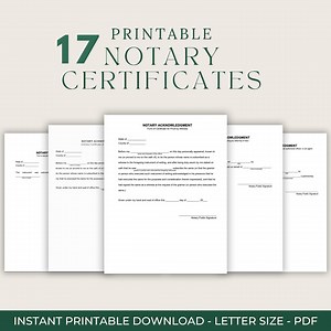 17 Printable Notary Certificates - Acknowledgements - Jurat - Oath - Affirmations - Verification - 17 Certificates - PDF Format Template - Etsy