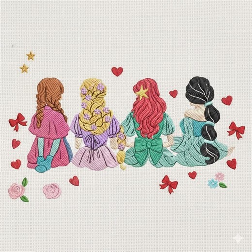 Valentine Embroidery Design, Valentine Vintage Princess Embroidery Design, Magical Land Princess Embroidery Design, Instant Download - Etsy