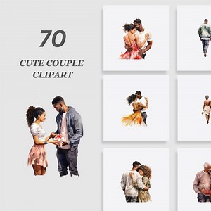 Cute African American Couple Clipart Bundle, Valentines Day Couple Clipart, Valentines Day Watercolor Clipart Bundle, Black Couple Clipart - Etsy