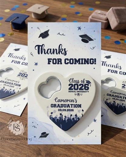 Personalized Graduation Bottle Opener Favor, Class Of 2026 Party Gift, Custom Graduation Magnet Keepsake