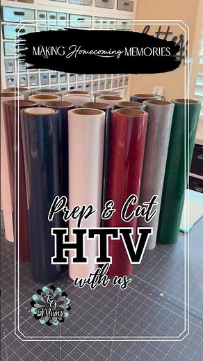 How we cut, prep and store our bulk 20” wide HTV iron on vinyl to use to make homecoming mum cutouts