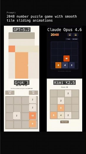 4 AIs Try: a 2048 number puzzle game with smooth tile sliding...
