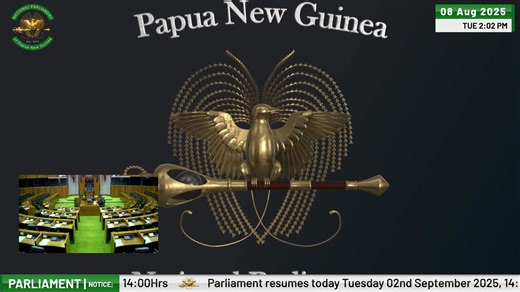 Papua New Guinea Parliamentary Service Live Stream of the 11th Parliament Sitting for the 02nd of September, 2025 Audio/Visual by Parliamentary Service Information & Communication Technology. | Papua New Guinea Parliament