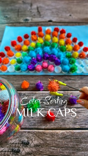 🛑 I stopped throwing these away… and it turned into our most 🌈 colorful learning activity yet! What once headed straight to the recycling bin is now one of our favorite color sorting crafts: 🌈 DIY Rainbow Pom-Poms made from milk caps! ♻️✨ Not only is this a genius way to reuse materials, but it also turns into a hands-on lesson in color recognition, sorting, patterning, and fine motor skills.� No prep, no pressure—just open-ended, screen-free play that actually teaches. 💡 The mindset shift? 