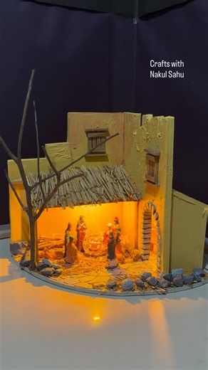 Nakul Prasad Sahu on Instagram: "This Christmas, I created a beautiful handmade Christmas Crib (Nativity Scene) using only cardboard and simple craft materials 🎁✨ From Baby Jesus to the manger, everything is made with love, creativity, and recycling ♻️ If you love DIY, school projects, and eco-friendly crafts, this reel is for you! Follow @nakulsahuart for more creative models and project ideas ❤ #christmascrib #nativityscene #christmascraft #cardboardcraft #diychristmas #handmadechristmas #sch
