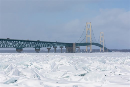 Mackinac Bridge closed due to danger from falling ice