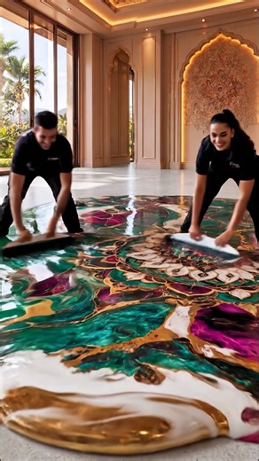 Esse Piso Transformou a Sala em um Palácio Indiano! ✨ — Luxury Indian Epoxy Floor! #interiordesign