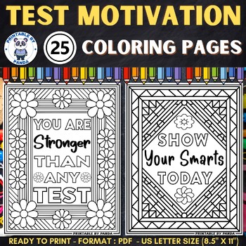 Test Motivation Coloring Pages  : State Testing Motivation Cards Notes Posters