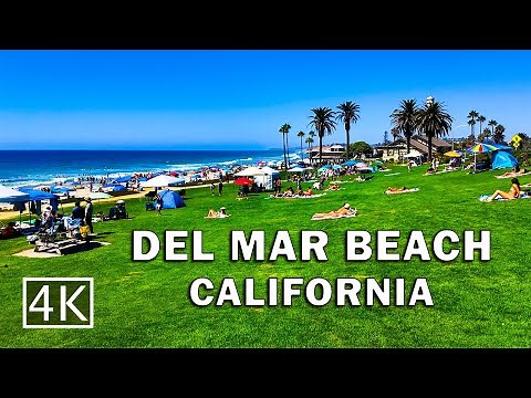 [4K] Del Mar Beach - San Diego - California - Scenic Walking Tour with Captions