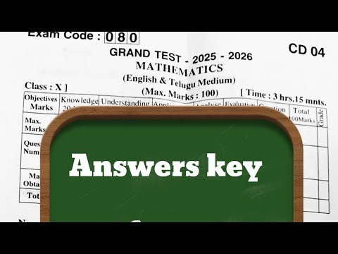 💯10th class mathematics grand test exam real question paper with key sheet