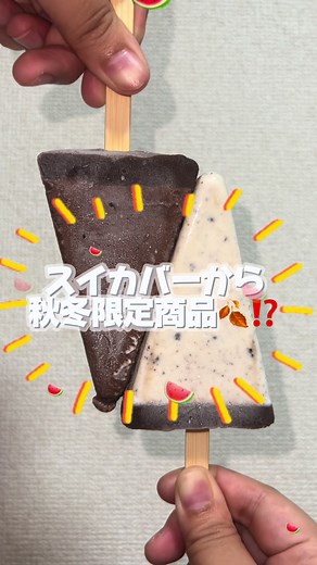 【秋冬限定🍂】スイカバーからチョコバニラ味⁉️🍫🍨#スイカバー #秋冬限定 #アイス #レビュー