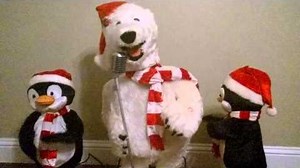 Gemmy Christmas 3 Piece Animated Singing Dancing Band Polar Bear & Penguins