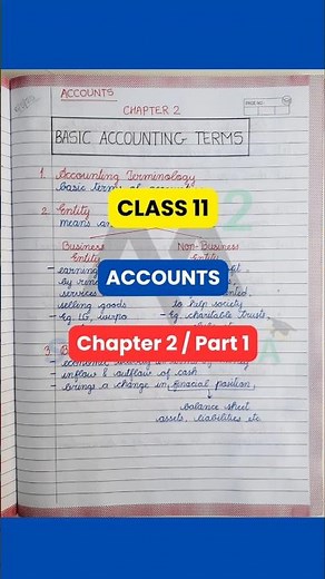 Class 11 Accounts Chapter 2 Study Notes - PART 1 #accounts #class11 #shorts