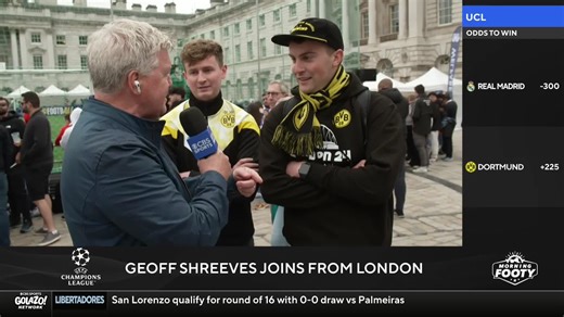 16K views · 325 reactions |  Geoff Shreeves caught up with BVB fans in London before the #UCLfinal and was expecting to hear different accents  | CBS Sports Golazo | Facebook