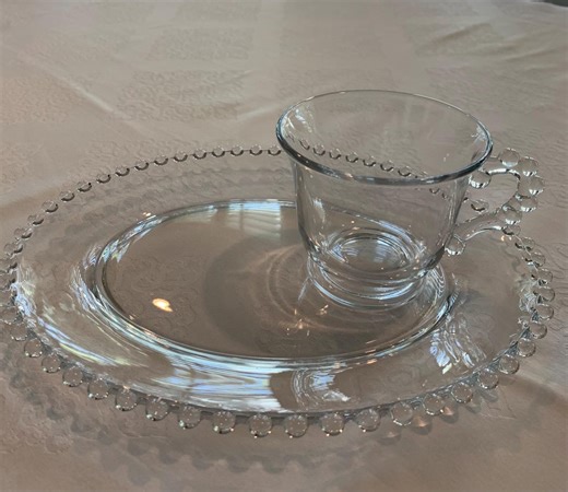 Imperial Candlewick Elegant Glass Cup and Plate Snack Set - Etsy