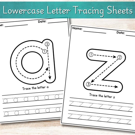 Lowercase Letter Tracing Worksheets for Kids, Printable for Preschool, Kindergarten, Homeschool, ABC Training Digital Download | 26 Pages - Etsy