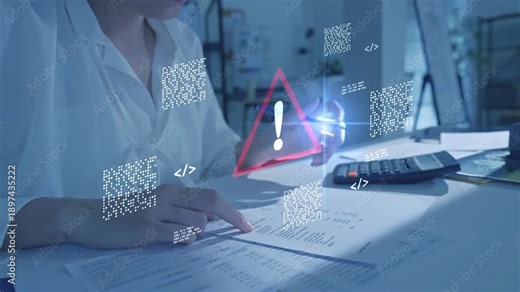 Scam alert Cyber security and Digital fraud warning System malfunction and virus alert Internet safety Caution and data protection. Hacking attack caution and critical server error notification.