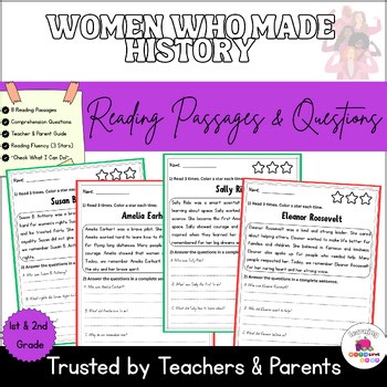 Women’s History Month Reading Passages with Comprehension Questions | 1st & 2nd