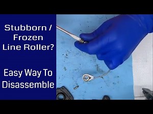 Easy way to disassemble a stubborn / frozen line roller assembly how to: Fishing Reel Repair