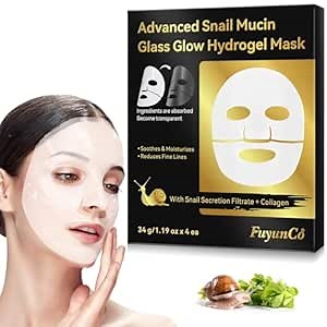 Meifenla Snail Mucin Hydrogel Face Mask,Snail Mucin Serum Masks,Hydrating Collagen Face Masks Anti Wrinkle Deep Moisturizing Snail Mucin Masks Anti Aging for All Skin Types