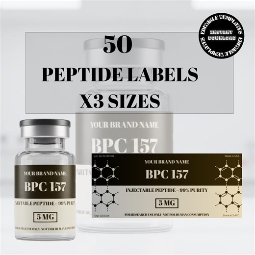 Peptide Labels, Peptide Therapy Labels, Peptide Vial Label Templates, Printable Labels, 50 Peptides Label Template, Editable Peptide Label, - Etsy Canada