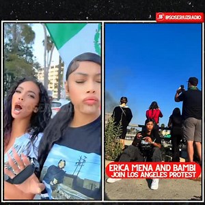 Erica Mena & Bambi hit streets of Los Angeles to join protest 🫢 #ericamena #adizthebam #losangeles | soseriuzradio