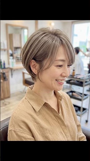 50代に似合う前髪ありショートヘア #ショートボブ #ショートヘア #50代ヘアスタイル #白髪ぼかし