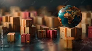 E-commerce World: Global Distribution Network. Concept Logistics, International Shipping, Supply Chain, Cross-border Operations, Global Marketplace