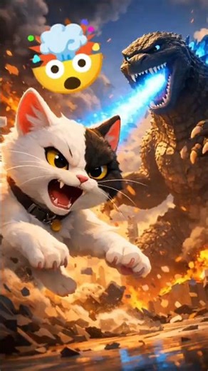 “Cat vs Godzilla – The Fiercest Battle Ever Caught on Camera! 🐱🔥” #shorts