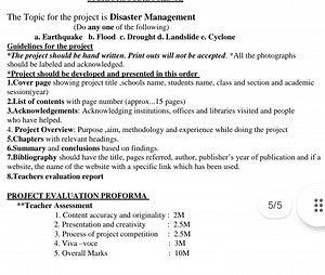 Project on Disaster ManagementChoose one of the following top... | Filo