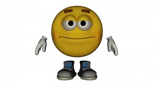 Smiling emoticon character waving at the camera.