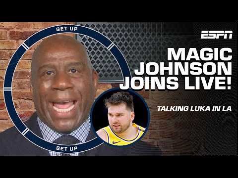 Magic Johnson joins Get Up! 👏 His message to Luka Doncic 🗣️ 'IN LA, WE EXPECT CHAMPIONSHIPS!' 🏆
