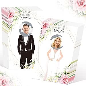100 Pcs Bridal Shower Games Scratch off Bridal Shower Game Find the Bride Groom Wedding Games Floral Theme Funny Bachelor Party Games Ideas for Guests, 100 Cards, 100 Stickers, No Photos