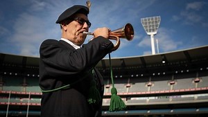 SPECIAL: Lone bugler plays Last Post at empty MCG