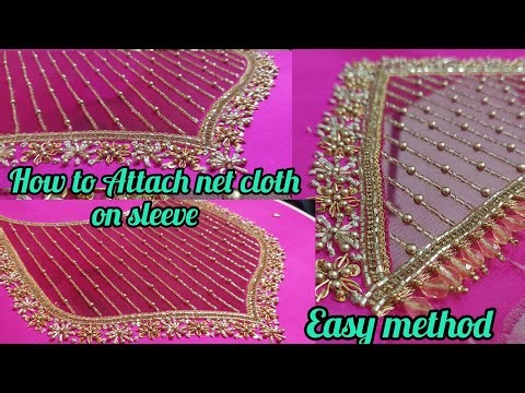 Attach net cloth on sleeve❤️|class for beginners |Easy method |step by step tutorial