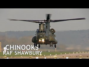 Three Chinook helicopters training out of RAF Shawbury