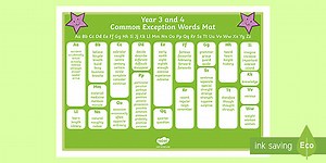 Common Exception Words Year 3 and 4 Alphabet Word Mat