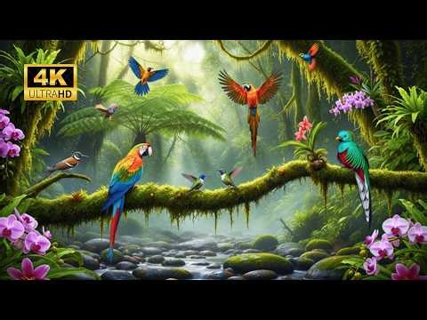 🌿 Enchanting Birds of the Rainforest 🐦 Magical Colors & Soothing Nature Sounds 4K