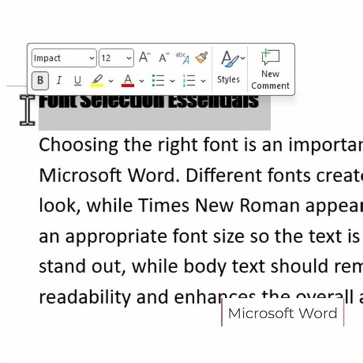 Microsoft Word Font Selection Essentials
