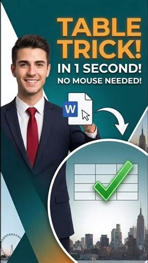 MS Word Table Shortcut in 1 Second! ⚡ (No Mouse Needed!)