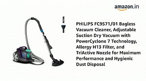 Watch PHILIPS FC9571/01 Bagless Vacuum Cleaner, Adjustable Suction Dry Vacuum with PowerCyclone 7 on Amazon Live