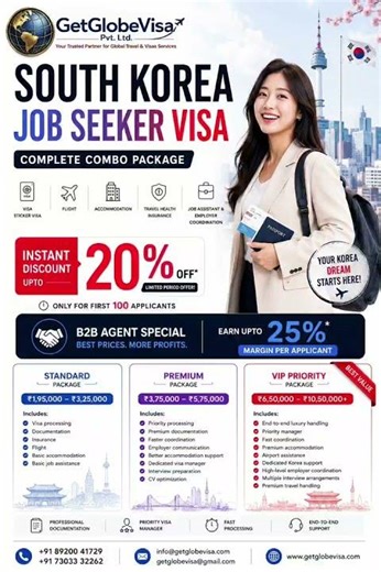 South Korea Job Seeker Visa 2026 🇰🇷 | Complete Combo Package | GetGlobeVisa Pvt. Ltd. #job #thekorea