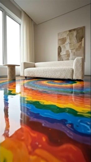 Wax Crayon Vortex Epoxy Floor Transformation 🌈✨| Melting Wax, Epoxy Pour & Polished Glow (8K ASMR)