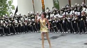 In this video, Katie Schleis, purdue's Golden Girl performs with the Purdue "All American" marching band at their pregame concert at the Slayter Center on 9/28/19 | Purdue Band Fan
