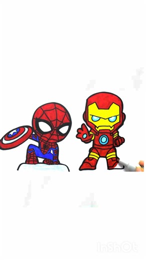 Spider-Man & Iron Man Chibi Art Tutorial #marvel #drawing #shorts