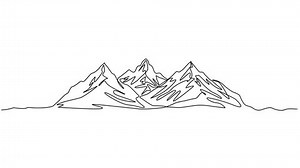 animated continuous single line drawing of mountain ridge, line art animation