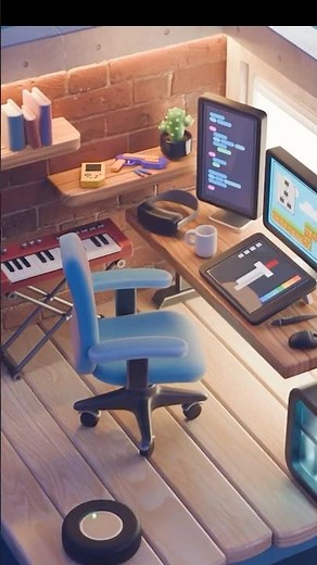 Cozy artist corner made in Blender