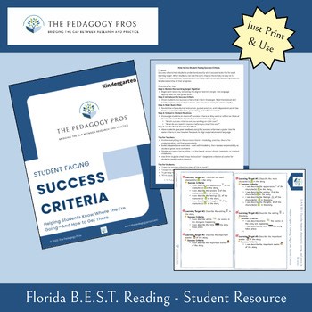 K-Student Facing Learning Targets & Success Criteria-Florida B.E.S.T Reading