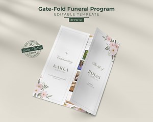 Heavenly Gate Fold Funeral Program: Editable Canva Template (digital Download) - Etsy