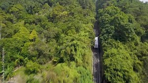 Cable Car to penang Hill in Penang, Malaysia. Penang Hill is one of the favorite tourist spot in Penang. (aerial photography)